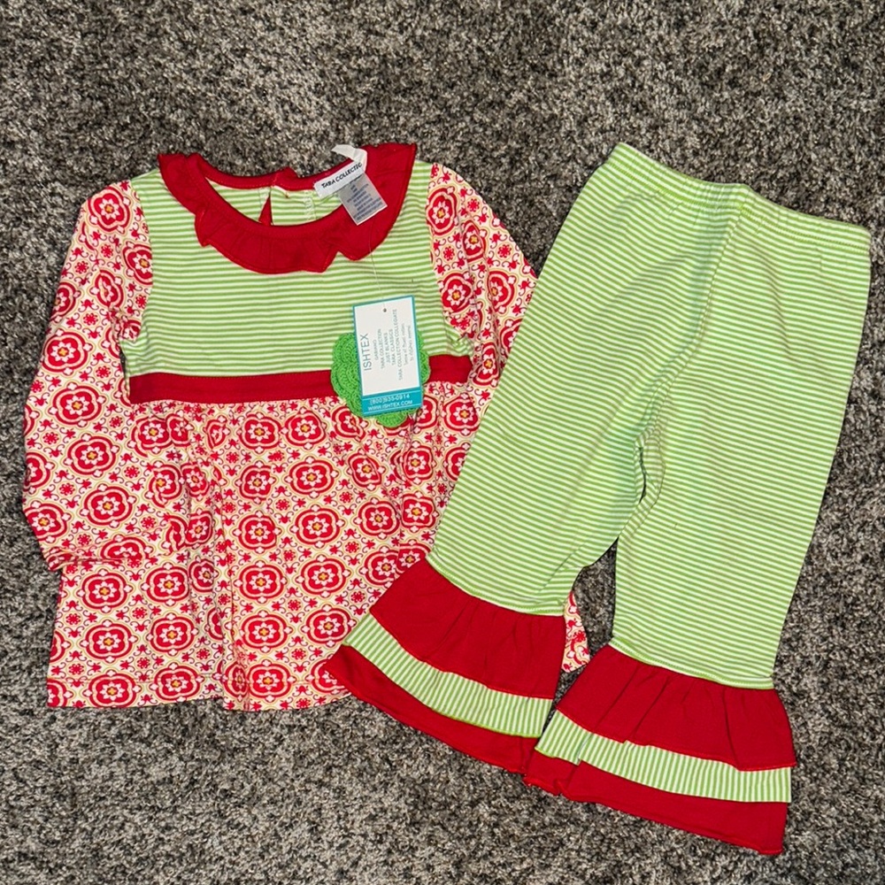 Kids Festive Red and Green Matching Set